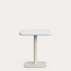 Уличный стол Dina белый из цемента и стали со столешницей 70х70 см