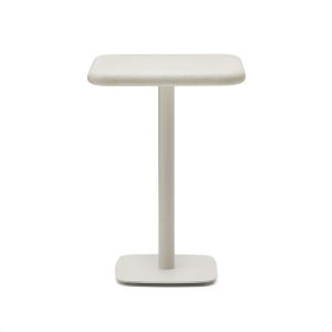 Уличный стол Dina высокий белый из цемента и стали со столешницей 70х70 см