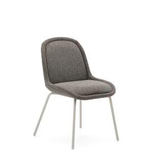 Стул Aimin из коричневой синели со стальными бежевыми ножками