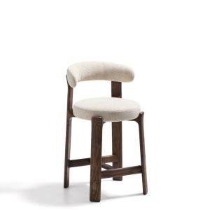 Полубарный стул Granite из бежевой синели и ясеня с отделкой орех 65 см