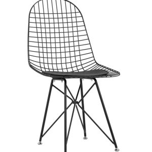 Стул обеденный Eiffel черный с черной подушкой