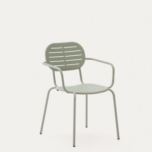 Уличный стул Brai с подлокотниками из оцинкованной стали бирюзового цвета