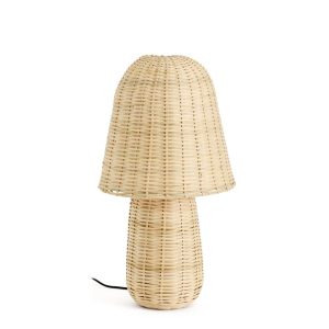 Настольная лампа из ротанга Neuda со светлым покрытием