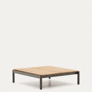 Журнальный столик Sorells из зеленого алюминия и тикового дерева 89 x 91 см