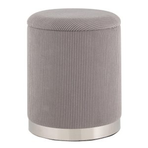 Пуф Эмили с ящиком серебро вельвет серый