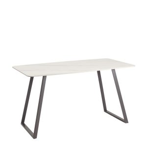 Стол обеденный Vermont 140*80 см керамика белая ножки серые