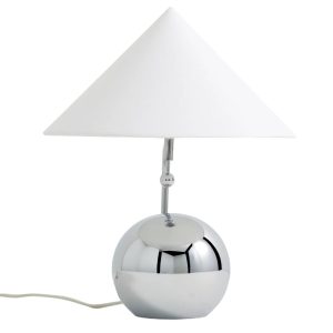 Серебристая лампа "Шанталь" с белым конусным абажуром