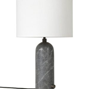 Настольная лампа "Эдвин" из серого мрамора с белым абажуром