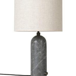 Настольная лампа "Эдвин" из серого мрамора с бежевым абажуром