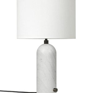 Настольная лампа "Эдвин" из белого мрамора с белым абажуром