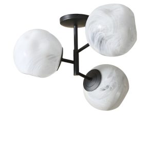 Чёрный светильник "Клауд" с плафонами с облачным узором