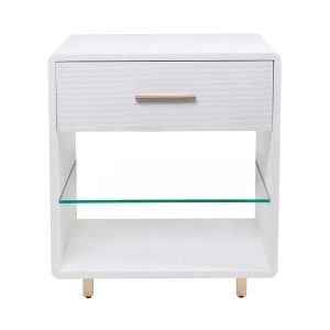 Белая прикроватная тумба с фактурной отделкой “Тейт”