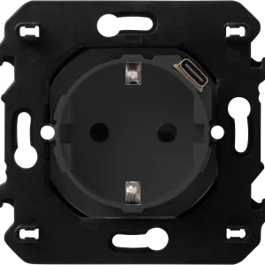 Vanguard Valero Розетка нем.ст. 2К+З со встр.зарядкой USB C + супп.2м ~250В 16А/=5В 1.5А 2 м. Черный