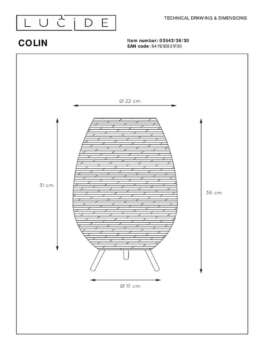 Настольная лампа Lucide Colin 03543/36/30