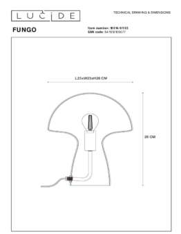 Настольная лампа Lucide Fungo 10514/01/53