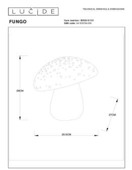 Настольная лампа Lucide Fungo 13539/01/31