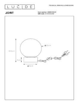 Настольная лампа Lucide Jorit 45563/20/61