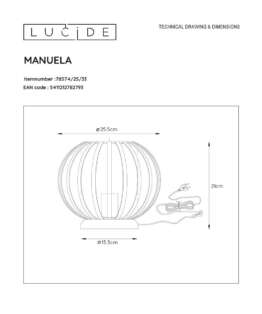 Настольная лампа Lucide Manuela 78574/25/33