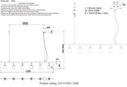 Подвесная люстра Crystal Lux CLT 015C6 L1200 BL