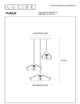 Подвесная люстра Lucide Yunkai 10413/03/72