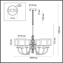 Подвесная люстра Odeon Light Classic Saga 5088/6