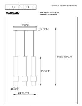 Подвесная светодиодная люстра Lucide Margary 24402/15/30