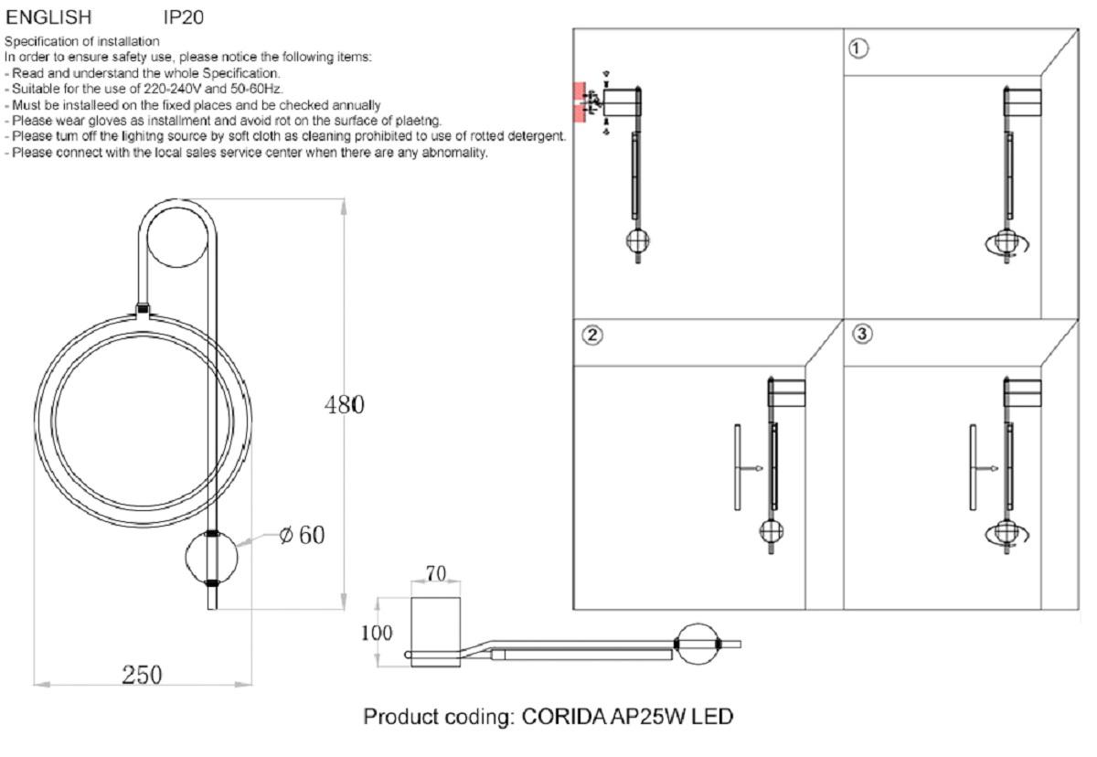 Бра Crystal Lux Corida AP25W Led Black/Gold