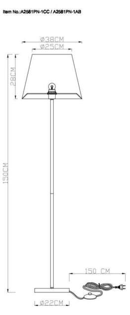 Торшер Arte Lamp Elba A2581PN-1AB