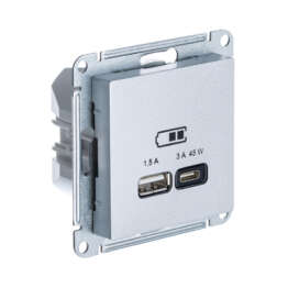 ATLASDESIGN USB РОЗЕТКА A + тип-C 45Вт высокоскор.заряд. QC, PD, механизм, АЛЮМИНИЙ