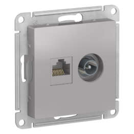 ATLASDESIGN РОЗЕТКА двойная ТВ + компьютерная RJ45 кат. 5e, механизм, АЛЮМИНИЙ