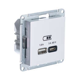 ATLASDESIGN USB РОЗЕТКА A + тип-C 45Вт высокоскор.заряд. QC, PD, механизм, ЖЕМЧУГ