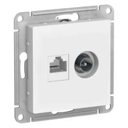 ATLASDESIGN РОЗЕТКА двойная ТВ + компьютерная RJ45 кат. 5e, механизм, БЕЛЫЙ