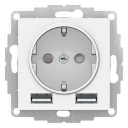 ATLASDESIGN РОЗЕТКА 16А c 2 USB A+A, 5В/2,4А, 2х5В/1,2А, механизм, ЛОТОС