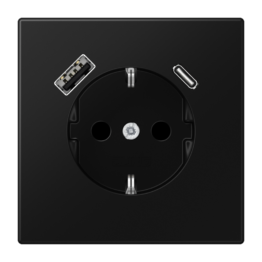 Розетка SCHUKO® 16A с USB-зарядкой тип (A+C) – LS (черный матовый)
