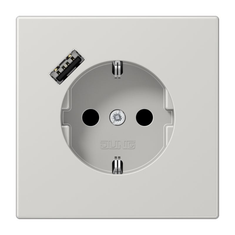 Розетка SCHUKO® 16A с USB-зарядкой тип A 3A - LS (светло-серый) LS1520-18ALG