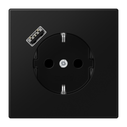 Розетка SCHUKO® 16A с USB-зарядкой тип A 3A – LS (черный матовый)
