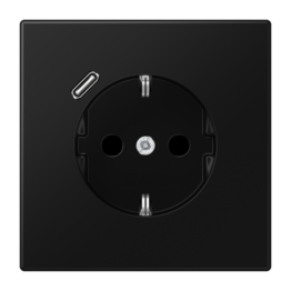 Розетка SCHUKO® 16A с USB-зарядкой тип C 3A – LS (черный матовый)