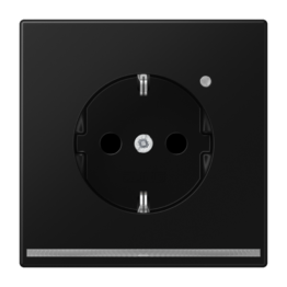 Розетка SCHUKO® 16A с LED подсветкой – LS (черный матовый)