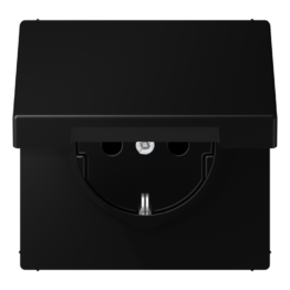 Розетка SCHUKO® 16A с крышкой – LS (черный матовый)