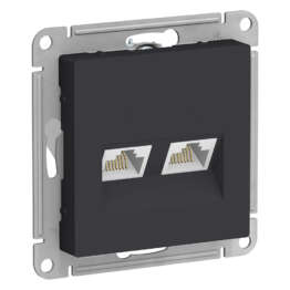 ATLASDESIGN РОЗЕТКА двойная компьютерная RJ45+RJ45 кат. 5e, механизм, КАРБОН