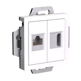 ATLASDESIGN РОЗЕТКА двойная HDMI+RJ45, кат. 5е, механизм, БЕЛЫЙ