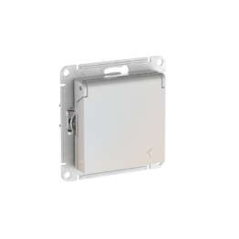ATLASDESIGN РОЗЕТКА с заземлением со шторками с крышкой,16А,IP20, мех.,быстрозажим. клем., ЖЕМЧУГ