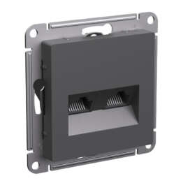 ATLASDESIGN РОЗЕТКА двойная компьютерная RJ45+RJ45 кат. 5e, механизм, БАЗАЛЬТ