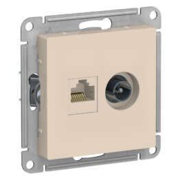 ATLASDESIGN РОЗЕТКА двойная ТВ + компьютерная RJ45 кат. 5e, механизм, БЕЖЕВЫЙ