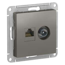 ATLASDESIGN РОЗЕТКА двойная ТВ + компьютерная RJ45 кат. 5e, механизм, СТАЛЬ