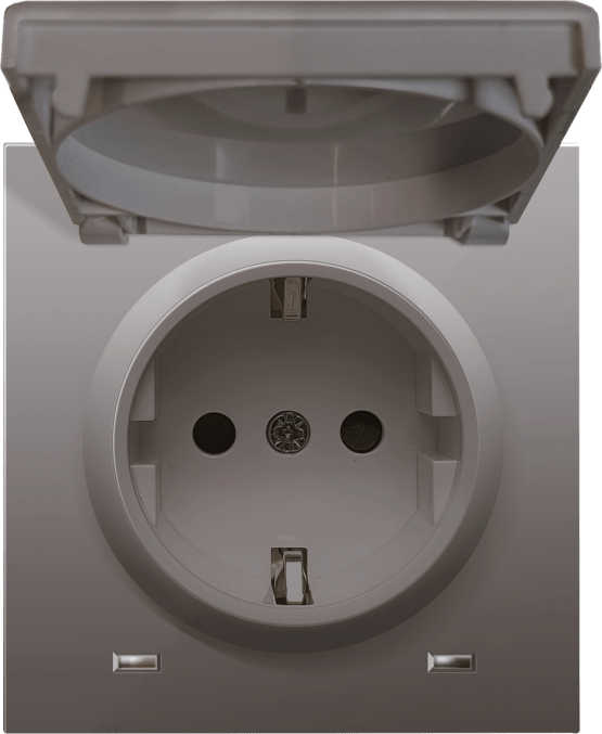 Donel R98 Сталь накладка для розетки Schuko с з/к, с крышкой на гнездо, 16A 250 В~, серия DA
