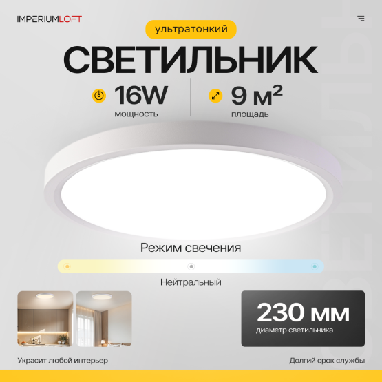 Потолочный Светильник Slim D23 Белый By Imperiumloft