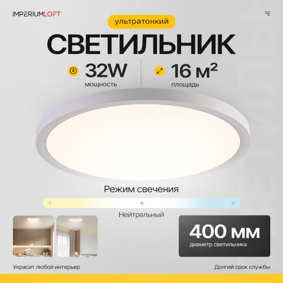 Потолочный Светильник Slim D40 Белый By Imperiumloft