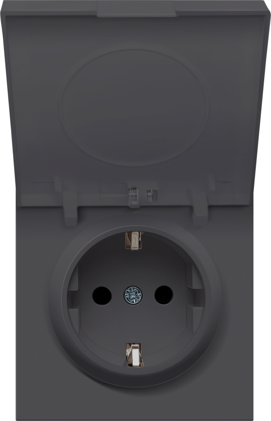 Donel R98 черный накладка для розетки Schuko с з/к со сплошной крышкой, 16A 250 В~, серия DA