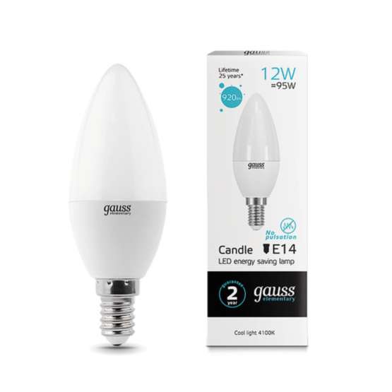 Светодиодная лампа Gauss Свеча 12W 920Lm 4100K E14 33122